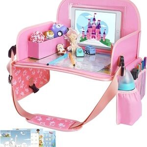Pink Kids Travel Activity Tray with Storage